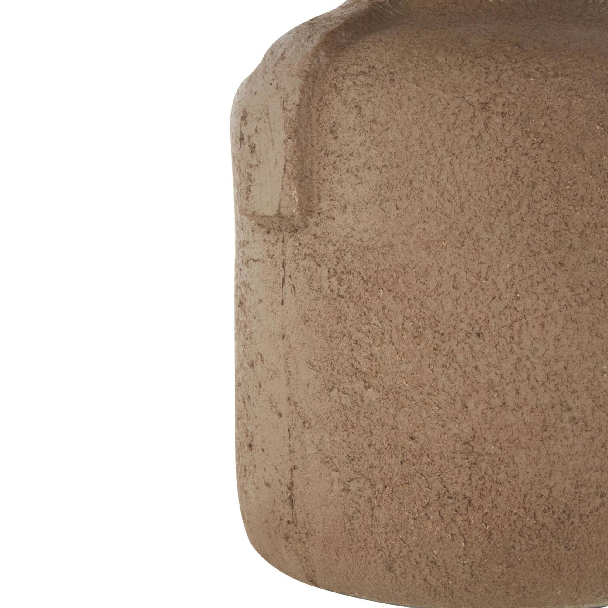 15.5" Brown Paper Mache Abstract Distressed Textured Vase with Geometric Handle